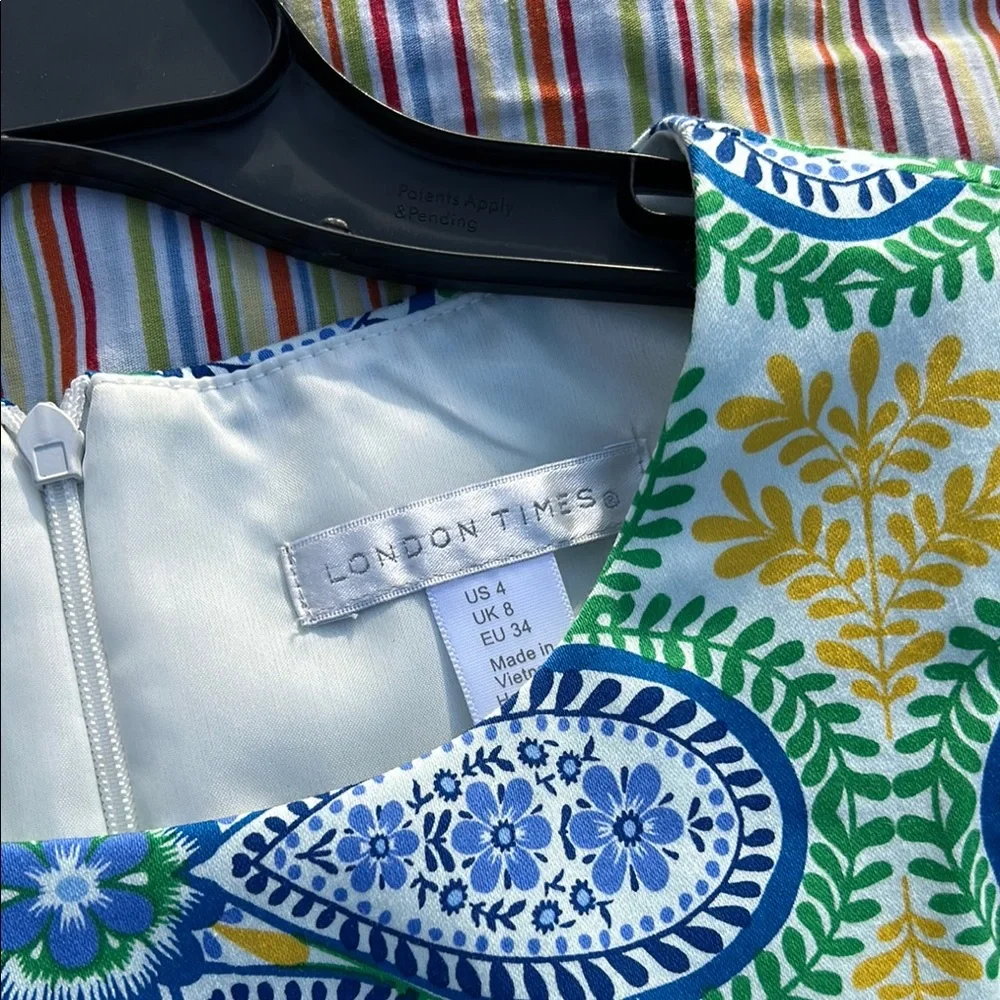 London Times Blue and Green Floral Mini Dress - Picture 2 of 7